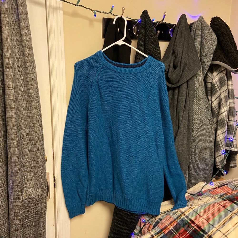 Old Navy Deep Aqua Crewneck Over-Shirt Sweater